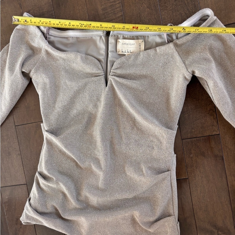 Nicole Miller Atelier Metallic Off-Shoulder Top with Zipper - Picture 6 of 14